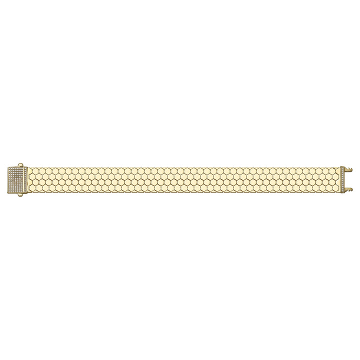 Solid gold honeycomb bracelet, 19.15 g — shown square on a plain background.
