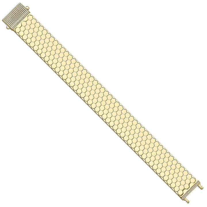 Solid gold honeycomb bracelet, 23.50 g — shown at an angle across the frame.