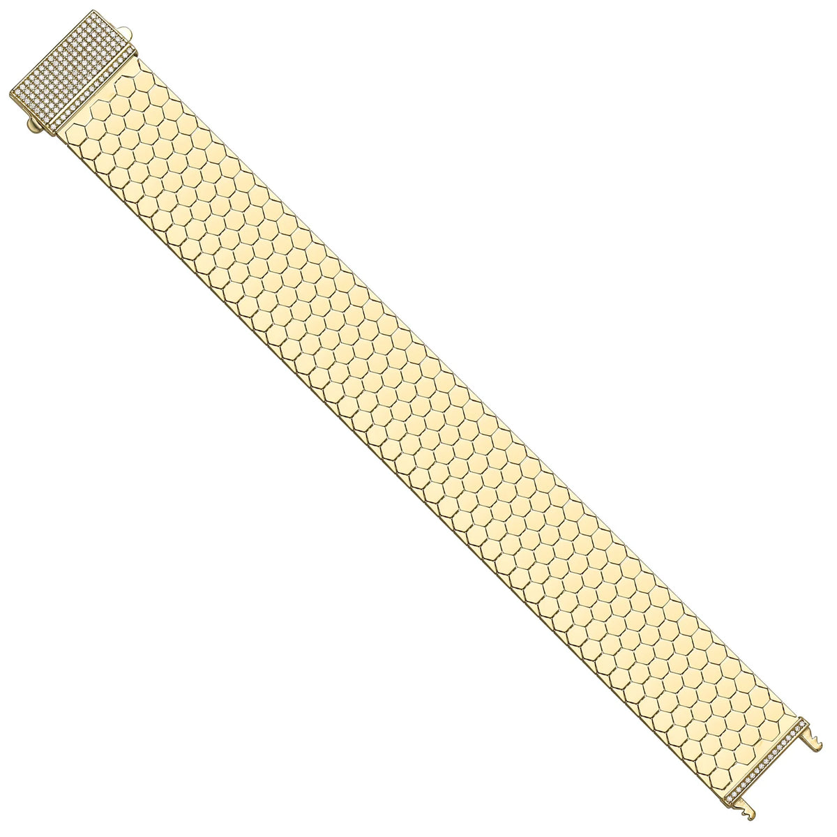 Solid gold honeycomb bracelet, 29.90 g — shown at an angle across the frame.