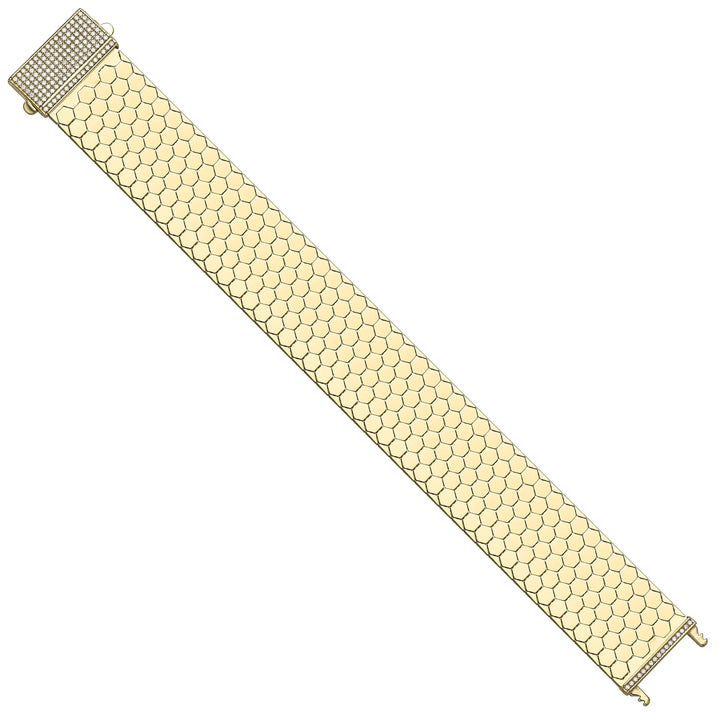 Solid gold honeycomb bracelet, 29.90 g — shown at an angle across the frame.