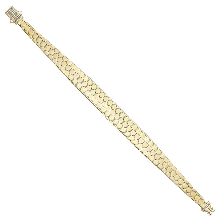 Solid gold honeycomb bracelet, 13.99 g — shown at an angle across the frame.
