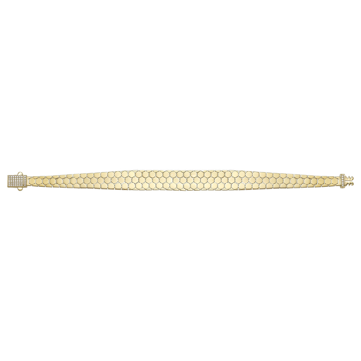 Solid gold honeycomb bracelet, 13.99 g — shown square on a plain background.