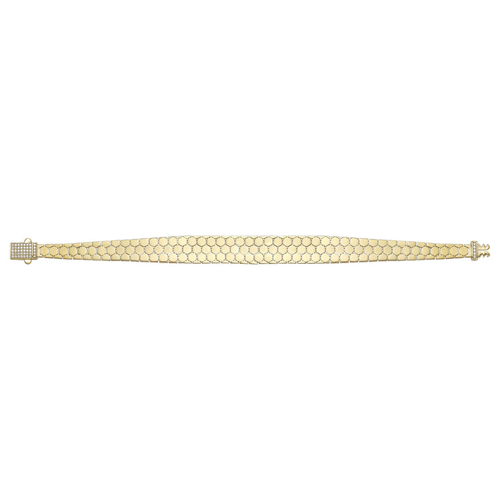 Solid gold honeycomb bracelet, 13.99 g — shown square on a plain background.
