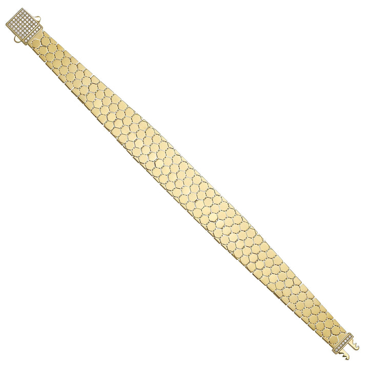 Solid gold honeycomb bracelet, 19.13 g — shown at an angle across the frame.