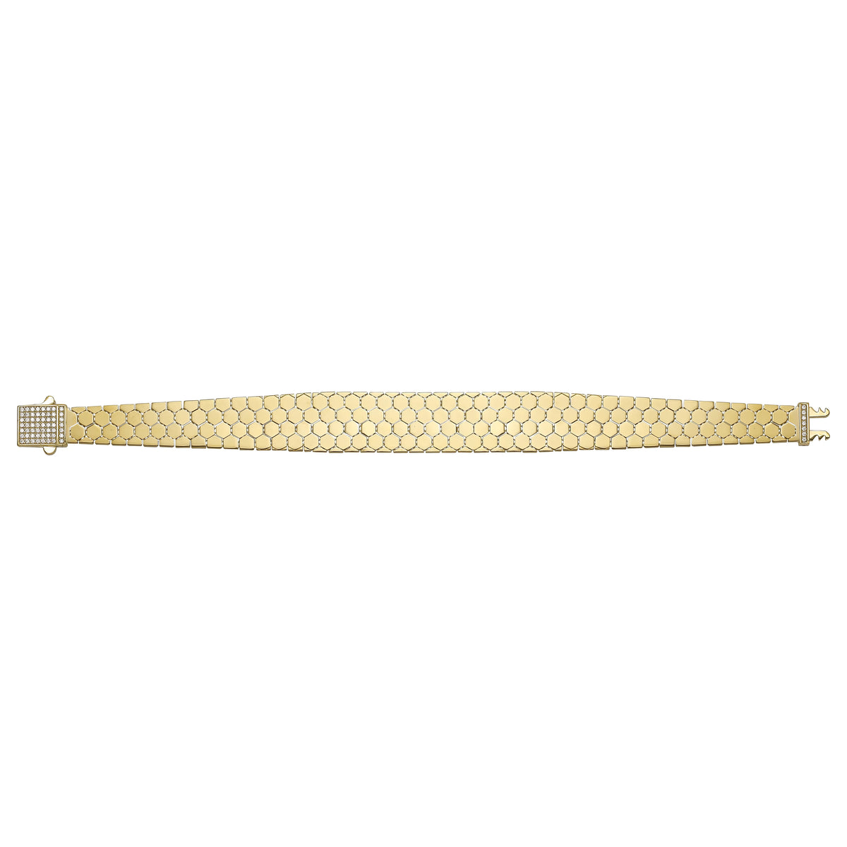 Solid gold honeycomb bracelet, 19.13 g — shown square on a plain background.