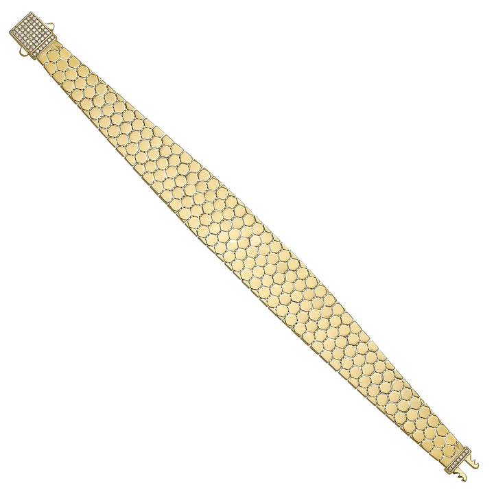 Solid gold honeycomb bracelet, 20.17 g — shown at an angle across the frame.