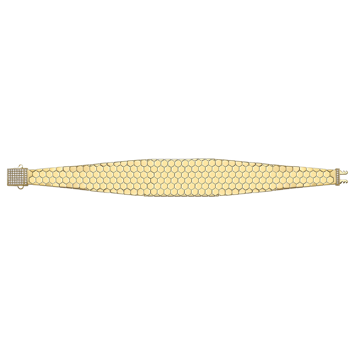 Solid gold honeycomb bracelet, 23.79 g — shown square on a plain background.
