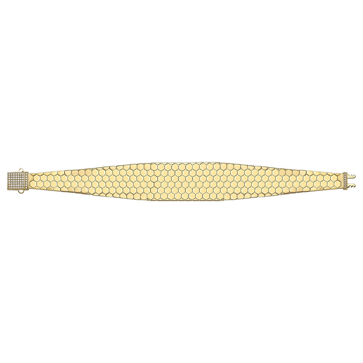 Solid gold honeycomb bracelet, 23.79 g — shown square on a plain background.