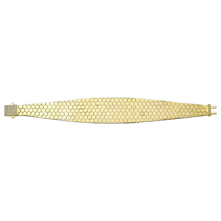 Solid gold honeycomb bracelet, 28.20 g — shown square on a plain background.