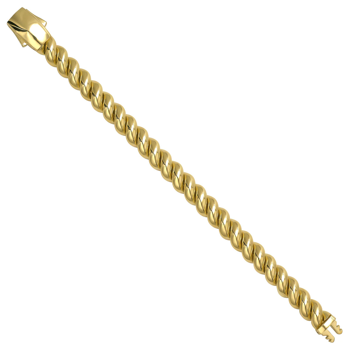 Solid gold curb bracelet, 28.57 g — shown at an angle across the frame.