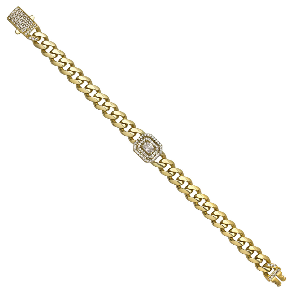 Solid gold curb bracelet, 14.35 g — shown at an angle across the frame.