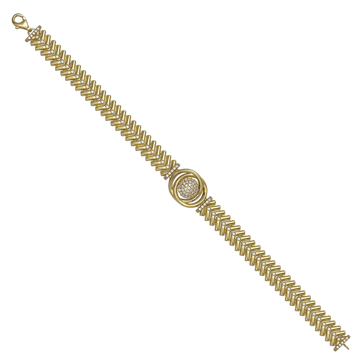 Solid gold herringbone bracelet, 15.54 g — shown at an angle across the frame.
