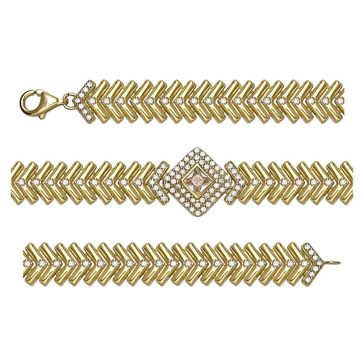 Solid gold herringbone bracelet, 14.88 g — shown in three rows across the frame.