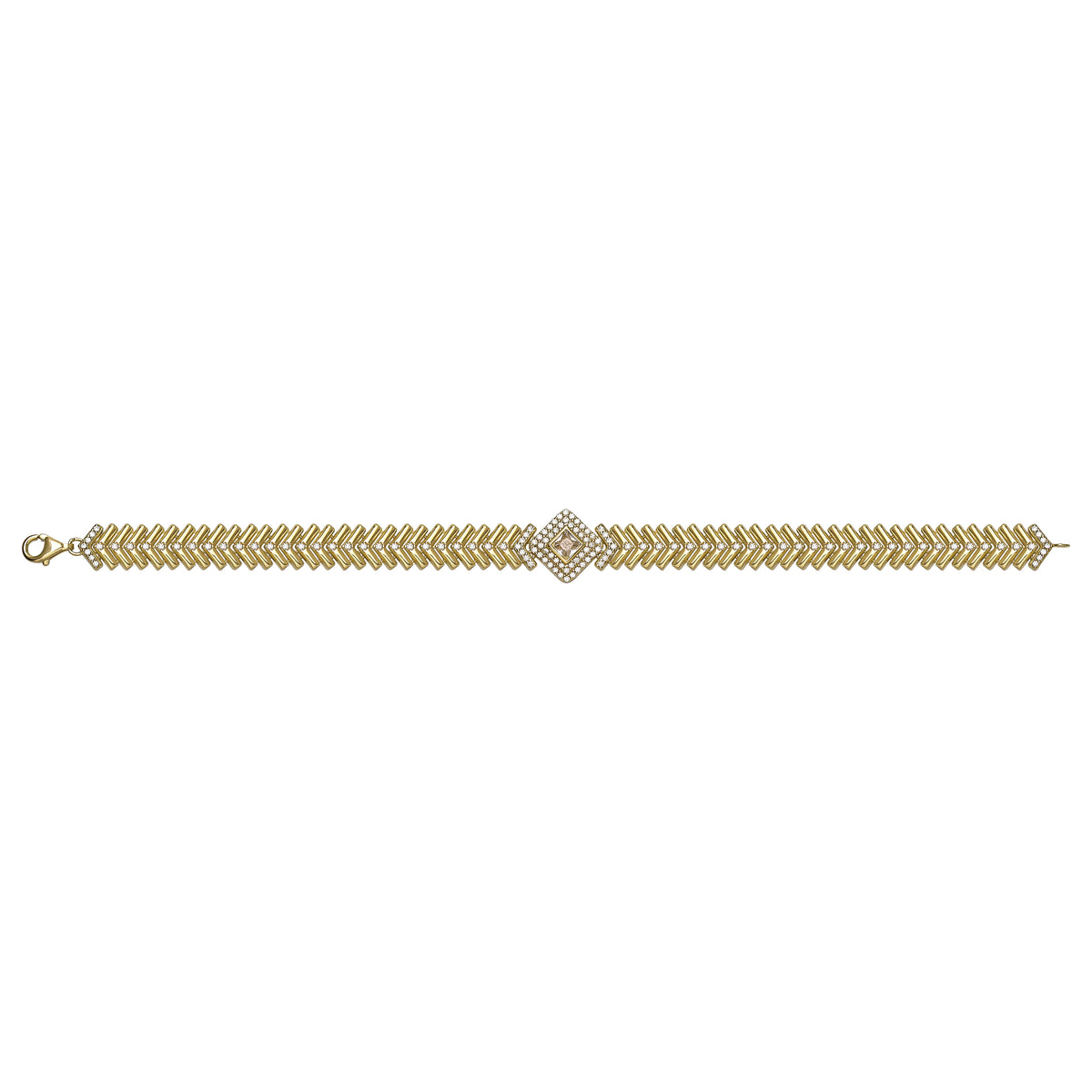 Solid gold herringbone bracelet, 14.88 g — shown square on a plain background.