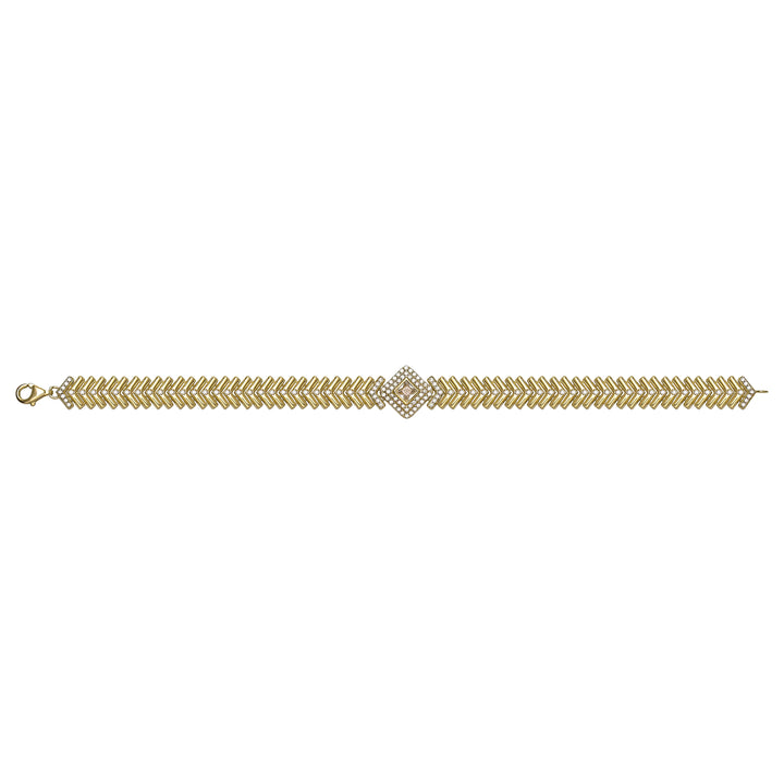 Solid gold herringbone bracelet, 14.88 g — shown square on a plain background.