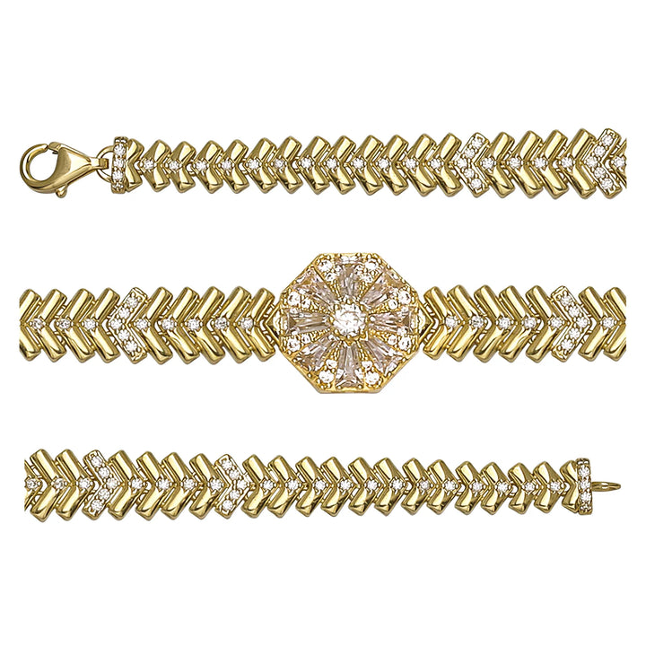 Solid gold herringbone bracelet, 13.79 g — shown in three rows across the frame.