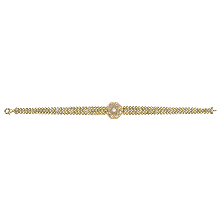 Solid gold herringbone bracelet, 13.79 g — shown square on a plain background.