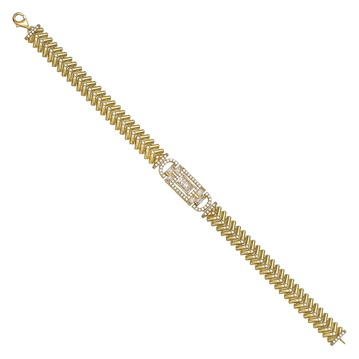 Solid gold fancy link bracelet, 15.37 g — shown at an angle across the frame.
