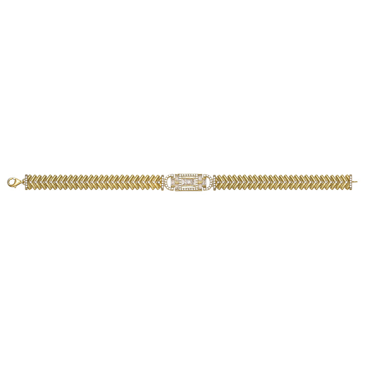 Solid gold fancy link bracelet, 15.37 g — shown square on a plain background.