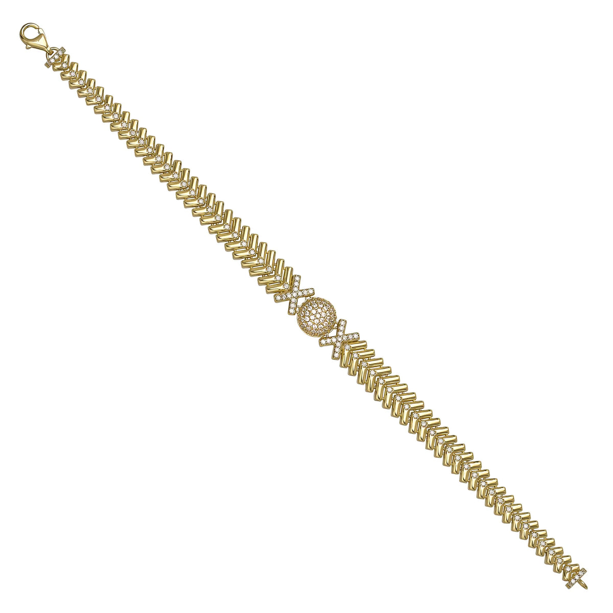 Solid gold herringbone bracelet, 12.16 g — shown at an angle across the frame.