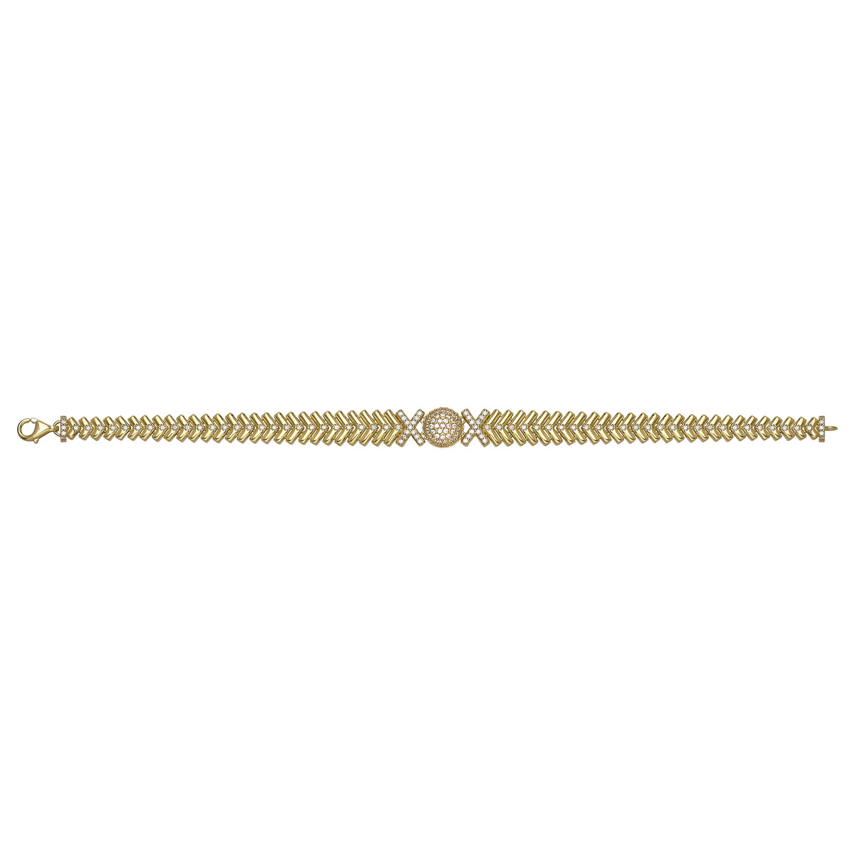 Solid gold herringbone bracelet, 12.16 g — shown square on a plain background.