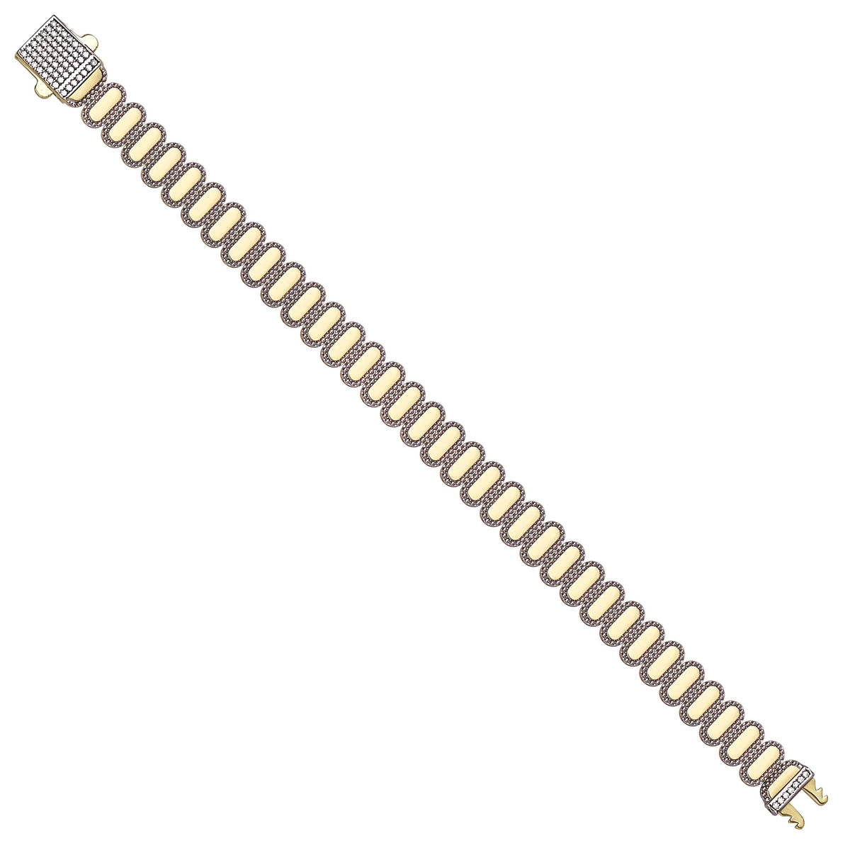 Solid gold fancy link bracelet, 15.95 g — shown at an angle across the frame.