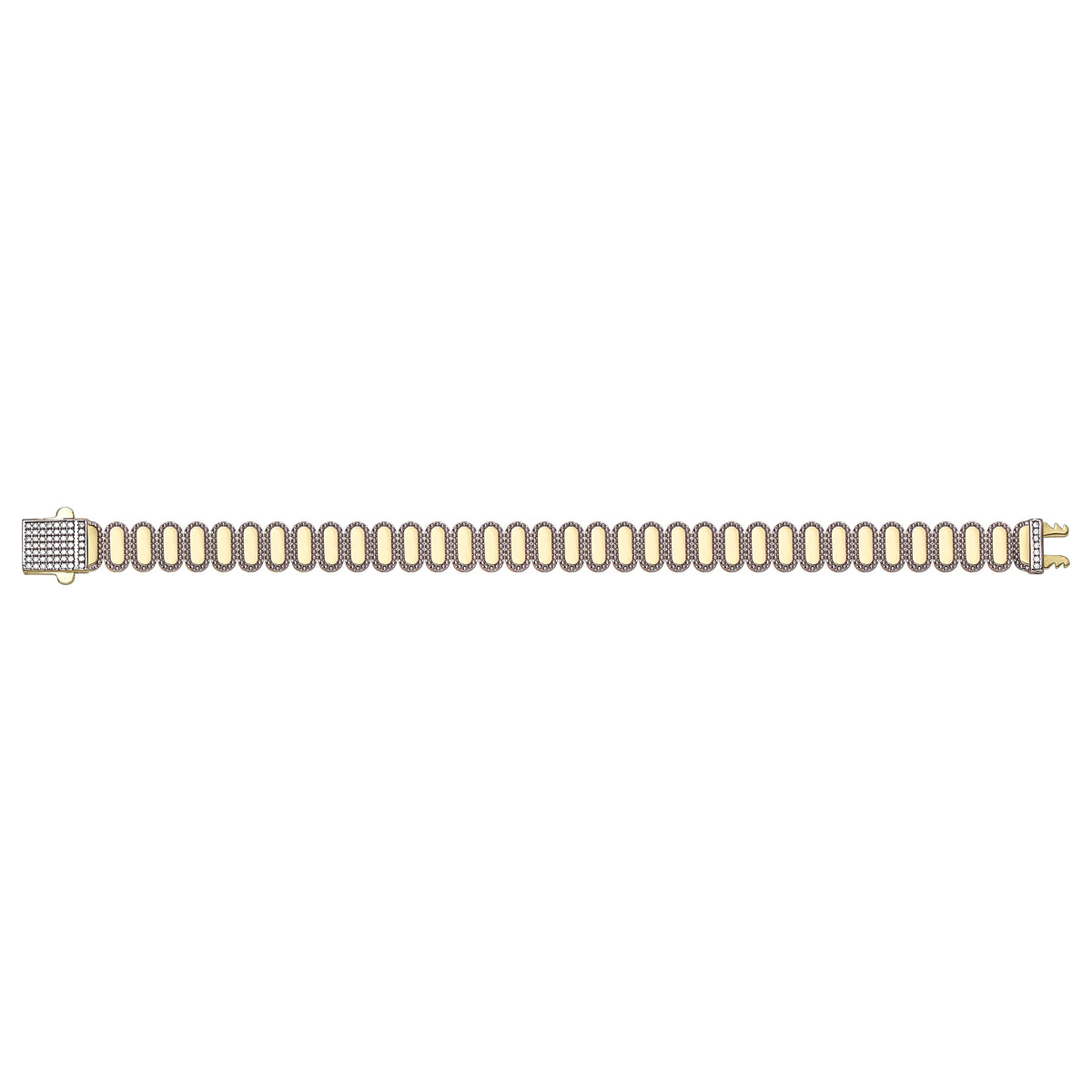 Solid gold fancy link bracelet, 15.95 g — shown square on a plain background.