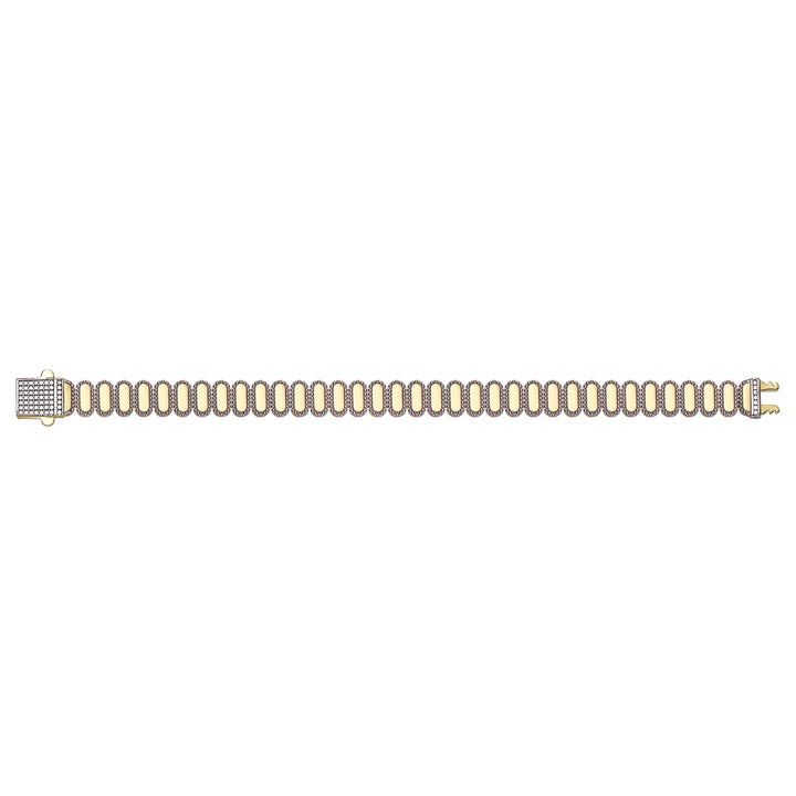 Solid gold fancy link bracelet, 15.95 g — shown square on a plain background.