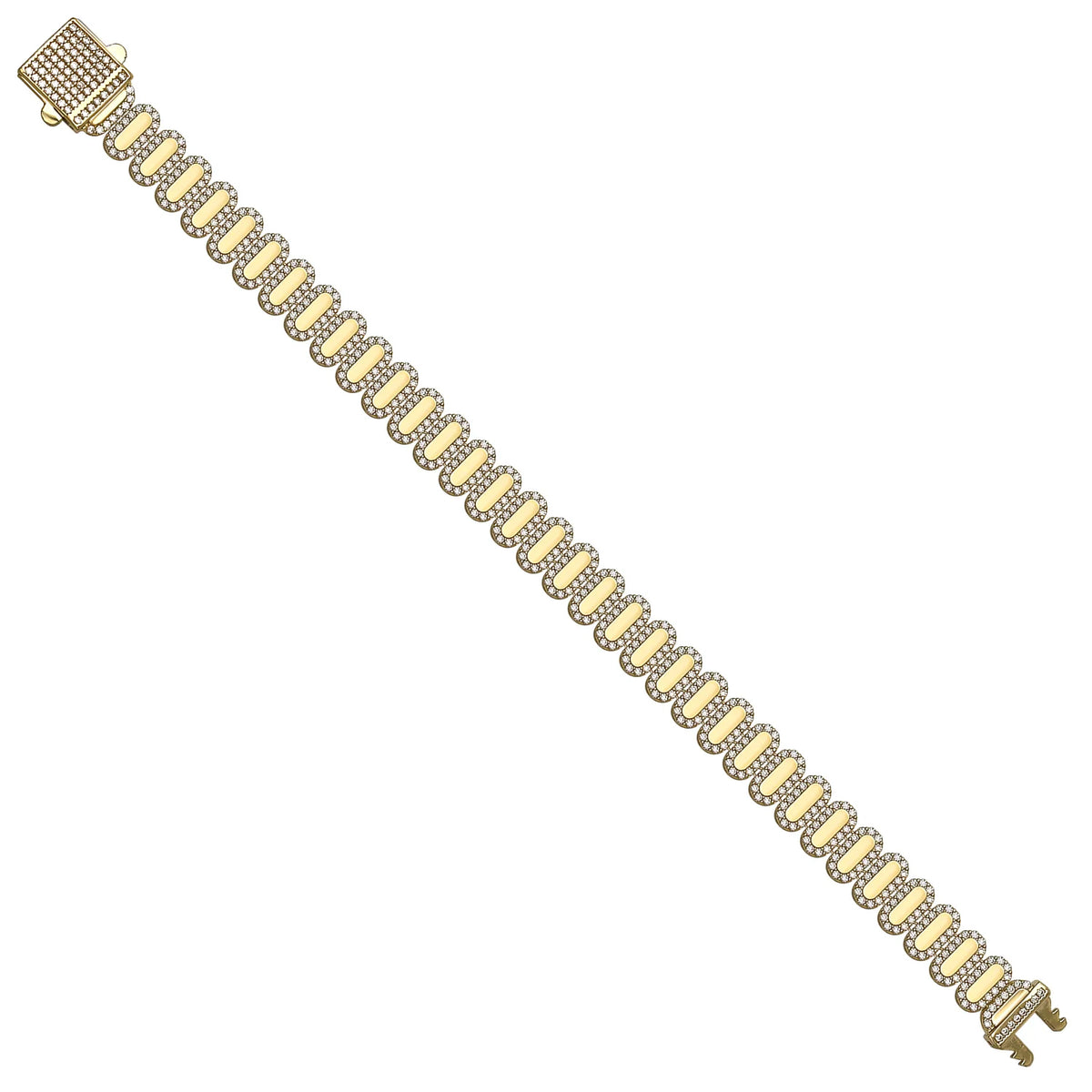 Solid gold fancy link bracelet, 16.00 g — shown at an angle across the frame.