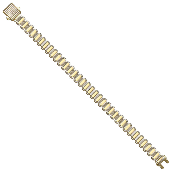 Solid gold fancy link bracelet, 16.00 g — shown at an angle across the frame.