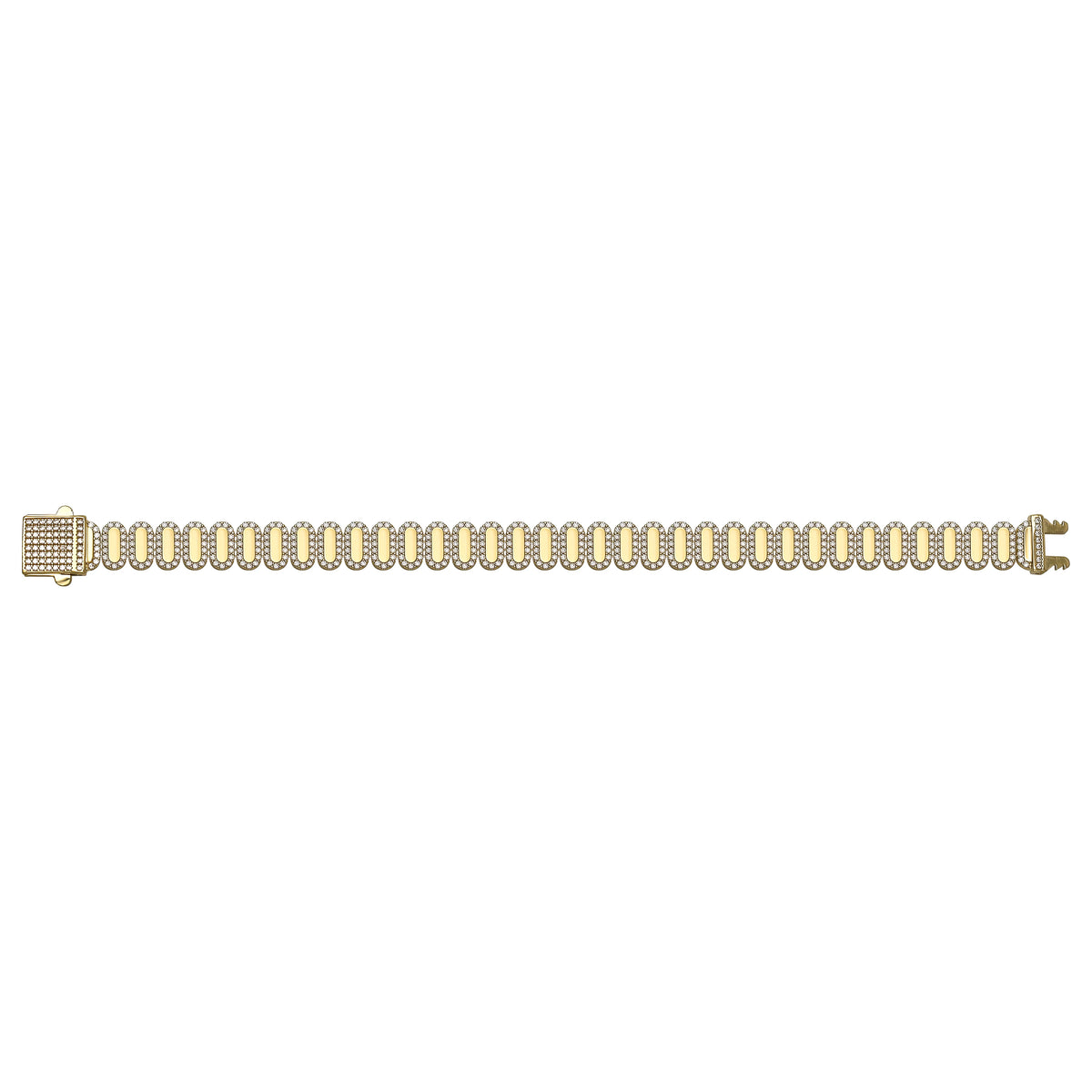 Solid gold fancy link bracelet, 16.00 g — shown square on a plain background.