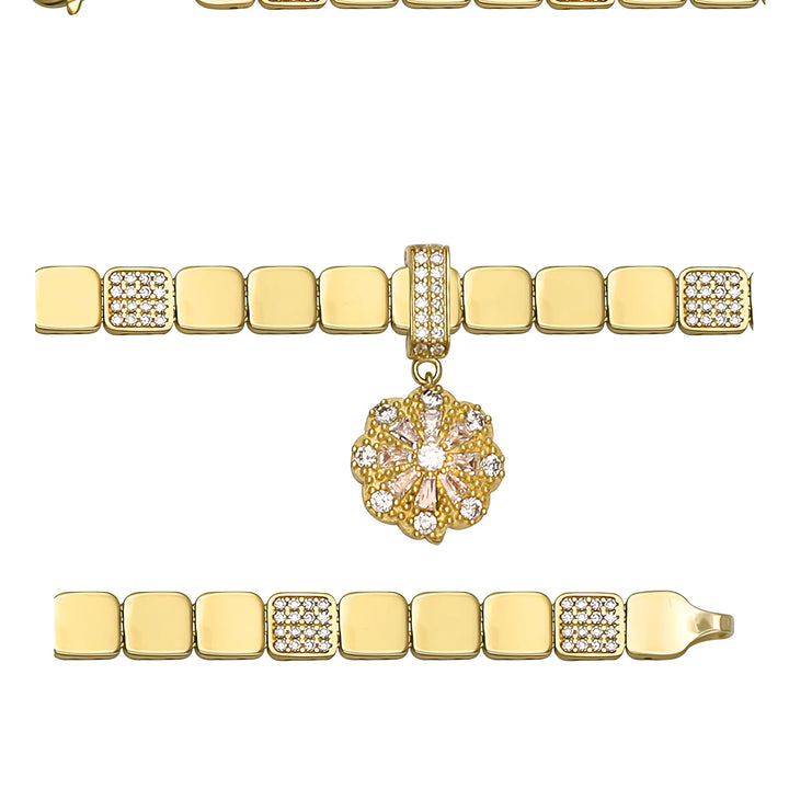 Solid gold id bracelet, 13.42 g — shown in three rows across the frame.