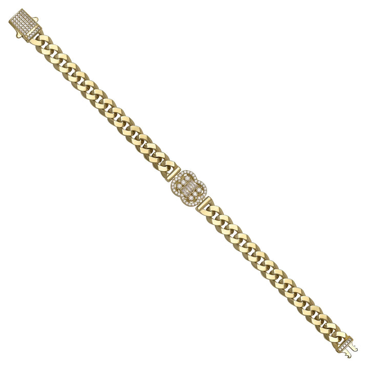 Solid gold curb bracelet, 14.75 g — shown at an angle across the frame.