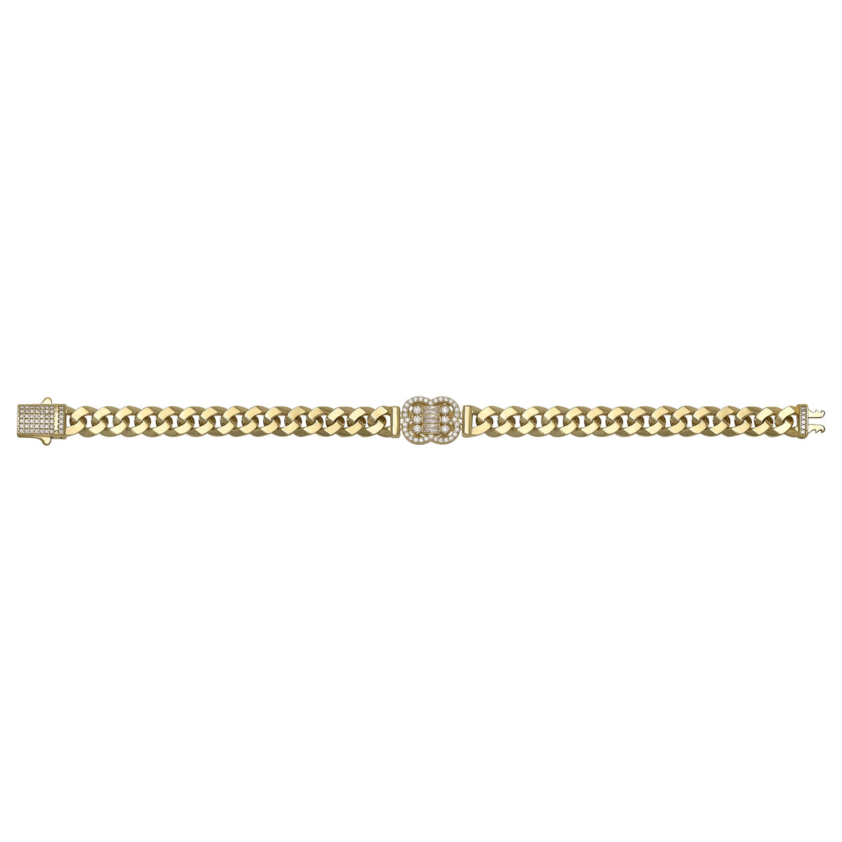 Solid gold curb bracelet, 14.75 g — shown square on a plain background.