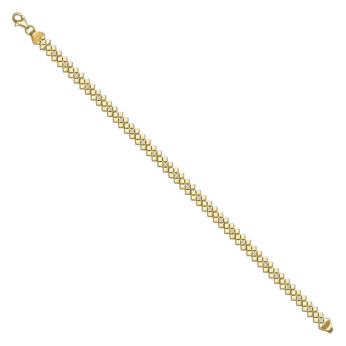 Solid gold fancy link bracelet, 7.00 g — shown at an angle across the frame.