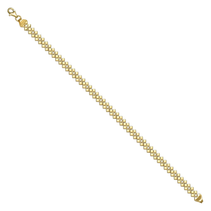Solid gold fancy link bracelet, 7.00 g — shown at an angle across the frame.
