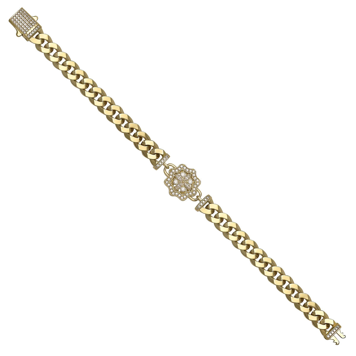 Solid gold curb bracelet, 14.10 g — shown at an angle across the frame.