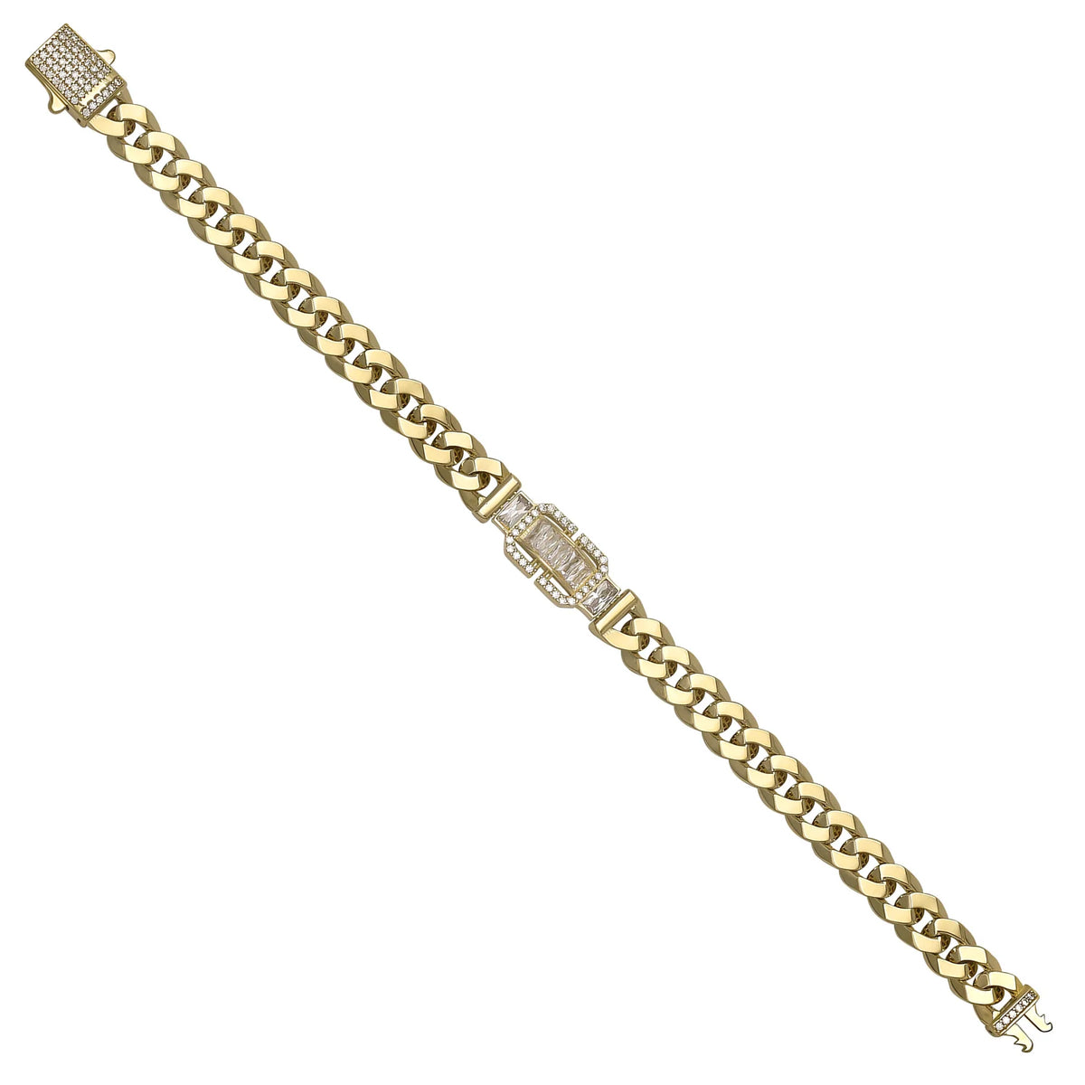Solid gold curb bracelet, 14.67 g — shown at an angle across the frame.