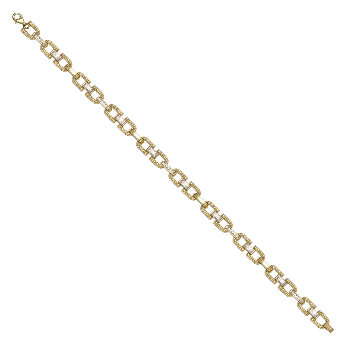 Solid gold fancy link bracelet, 11.37 g — shown at an angle across the frame.