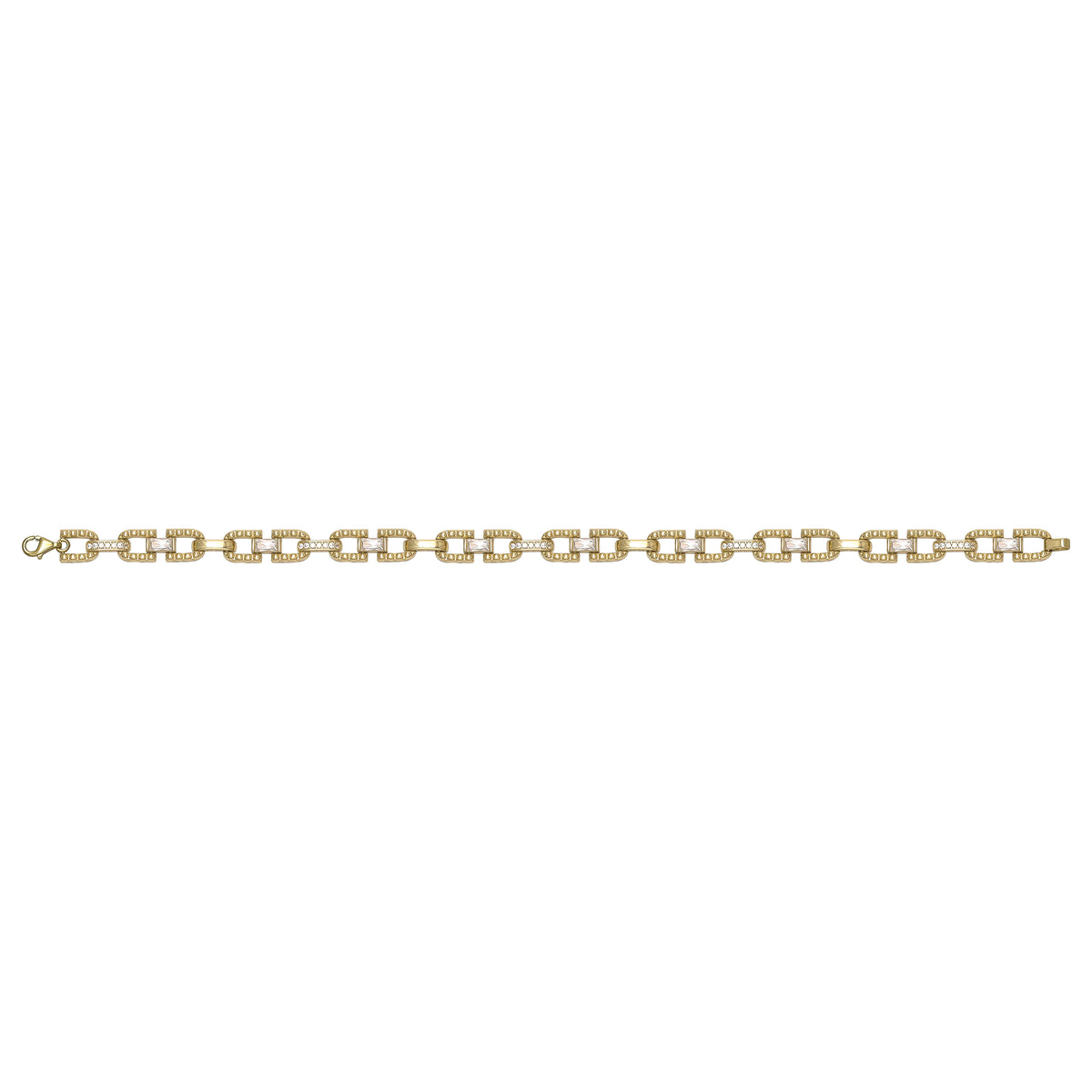 Solid gold fancy link bracelet, 11.37 g — shown square on a plain background.