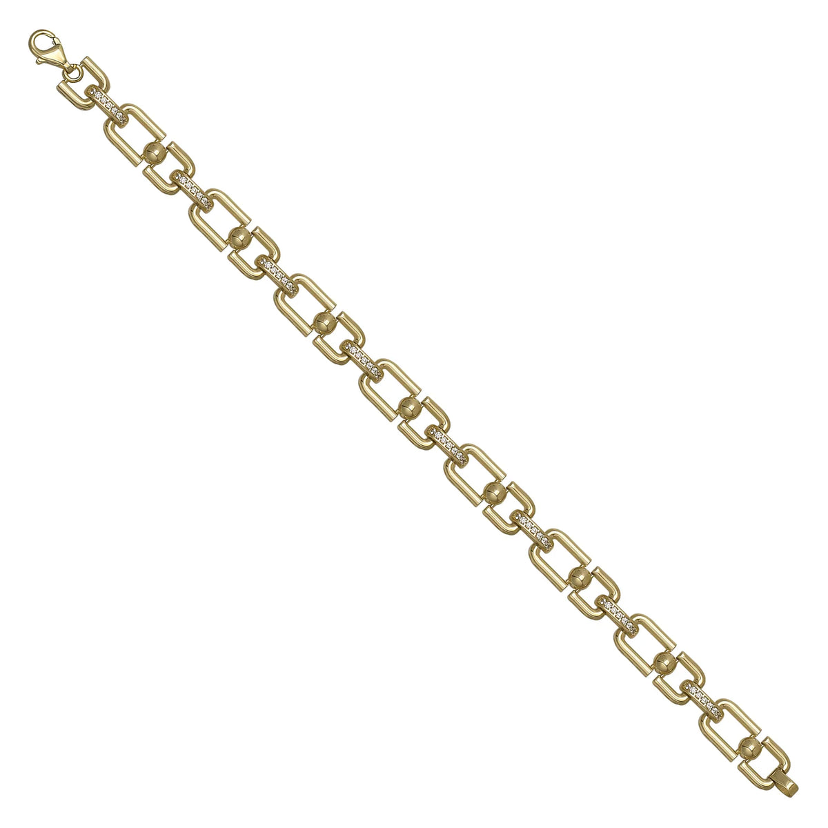 Solid gold fancy link bracelet, 9.85 g — shown at an angle across the frame.