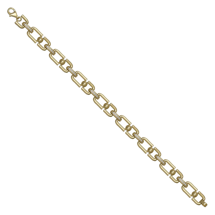 Solid gold fancy link bracelet, 9.85 g — shown at an angle across the frame.