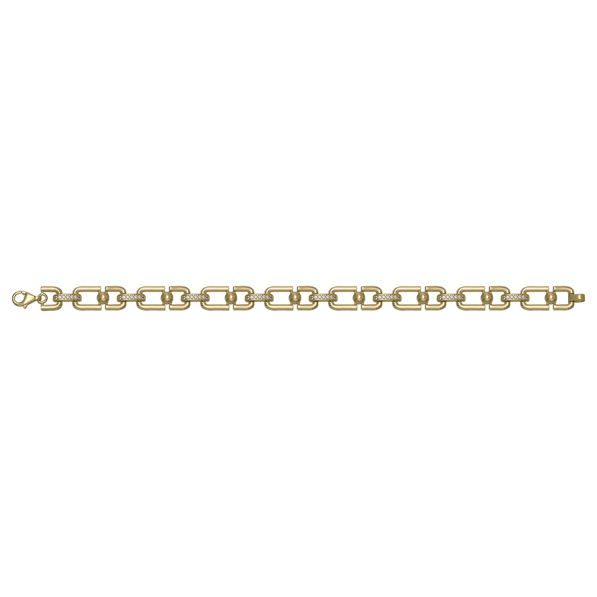 Solid gold fancy link bracelet, 9.85 g — shown square on a plain background.