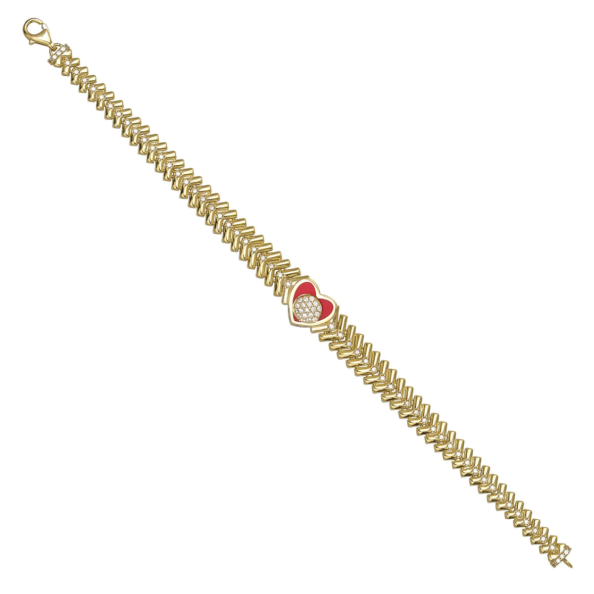 Solid gold herringbone bracelet, 12.51 g — shown at an angle across the frame.