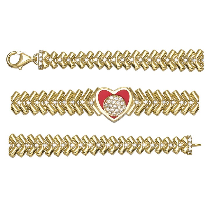Solid gold herringbone bracelet, 12.51 g — shown in three rows across the frame.