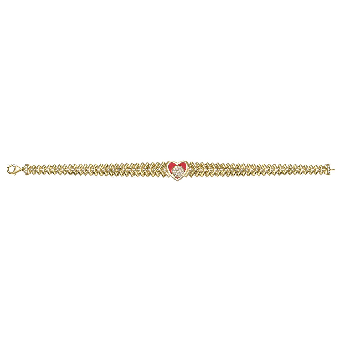 Solid gold herringbone bracelet, 12.51 g — shown square on a plain background.