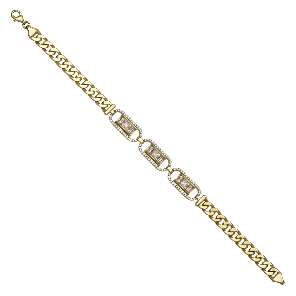 Solid gold fancy link bracelet, 13.65 g — shown at an angle across the frame.