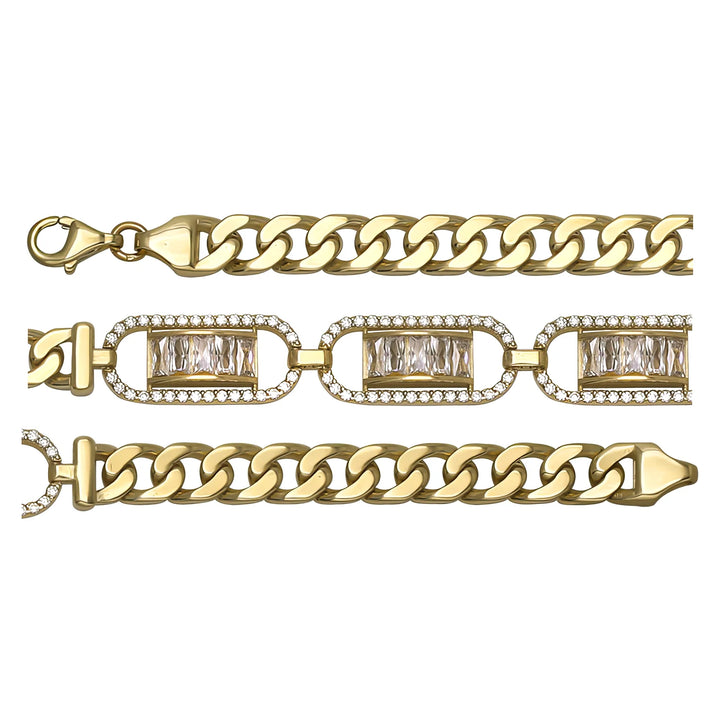 Solid gold fancy link bracelet, 13.65 g — shown in three rows across the frame.