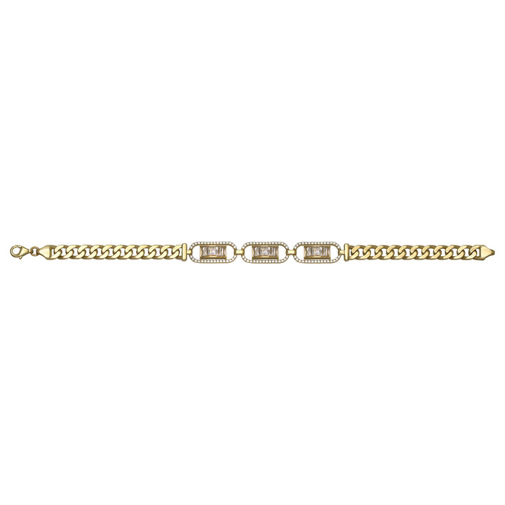 Solid gold fancy link bracelet, 13.65 g — shown square on a plain background.