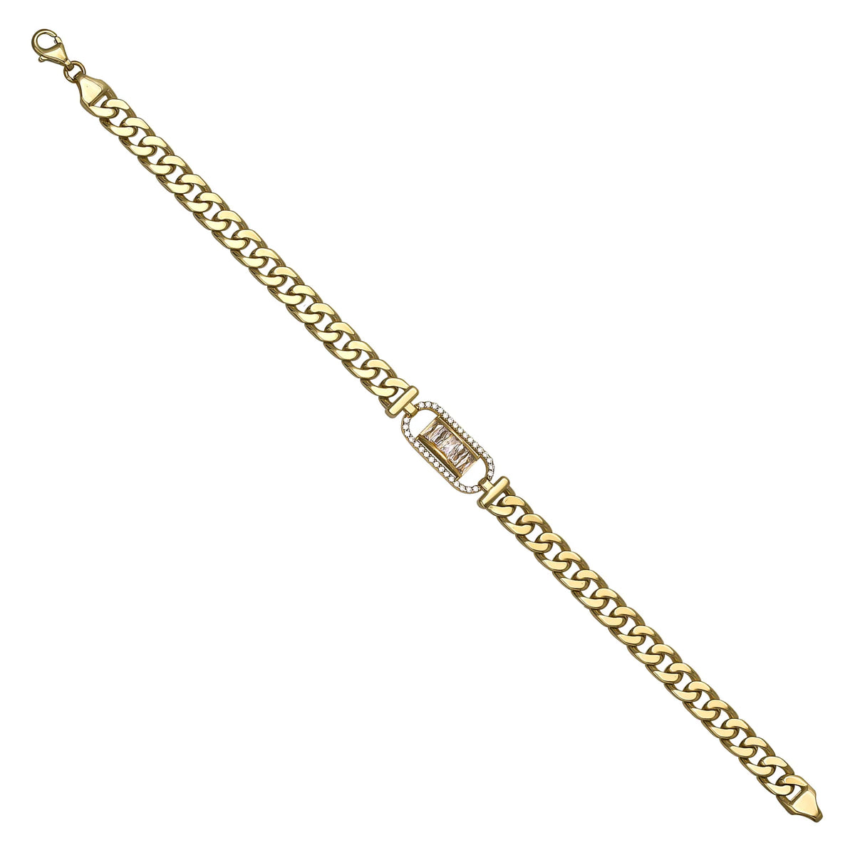 Solid gold curb bracelet, 10.85 g — shown at an angle across the frame.